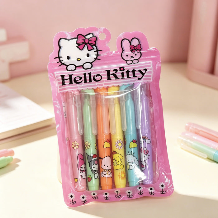 Wholesale Cute Cartoon Cat Design 6-Color Fluorescent Highlighters MOQ≥5