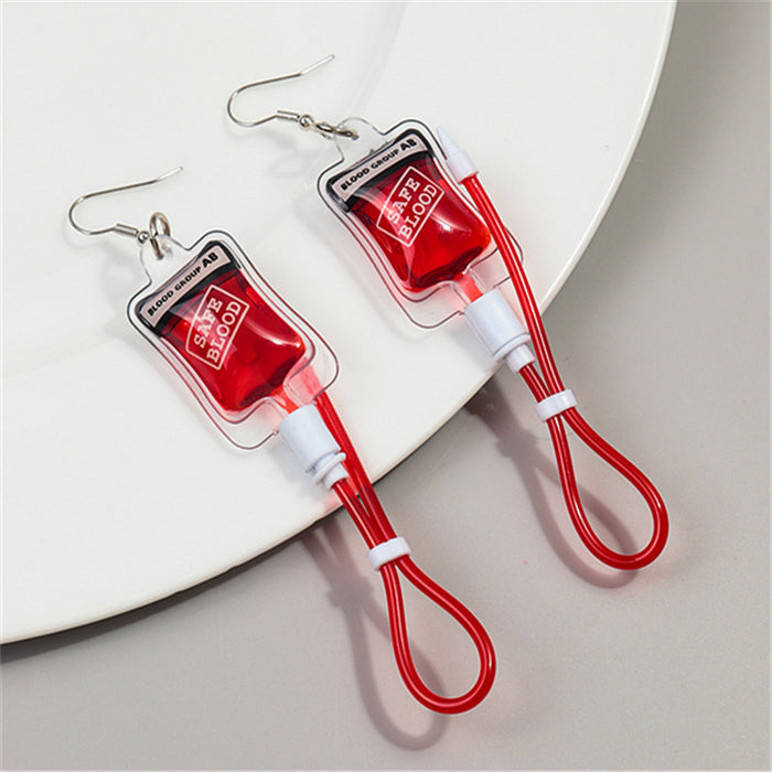 Wholesale Halloween Funny Blood Bag Plastic Earrings JDC-ES-ChouD014