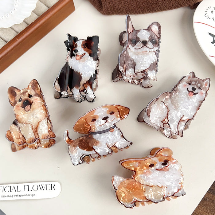Wholesale Cute Puppy Design PVC Hair Clip - Samoyed Corgi Border Collie Hair Accessory