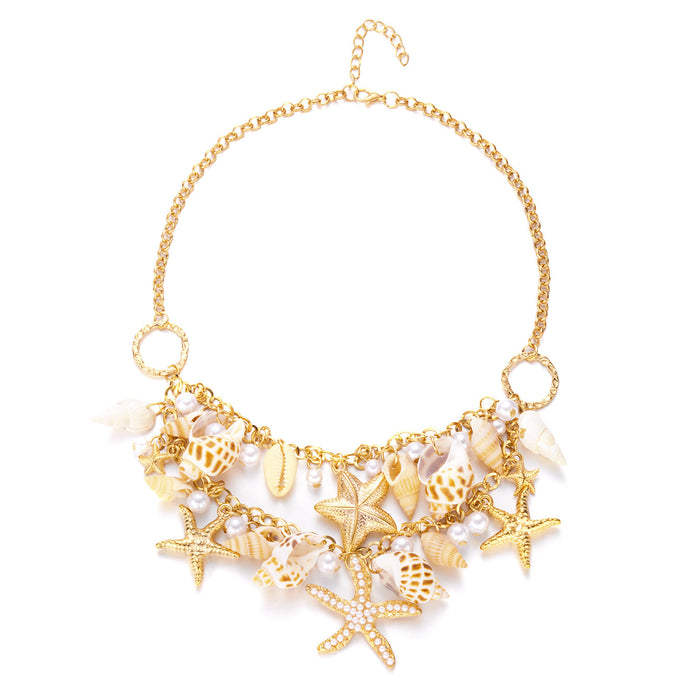 Wholesale Bohemian Sea Star Conch Pearl Necklace Exaggerated Beach Vacation New Shell Single Ring Accessories