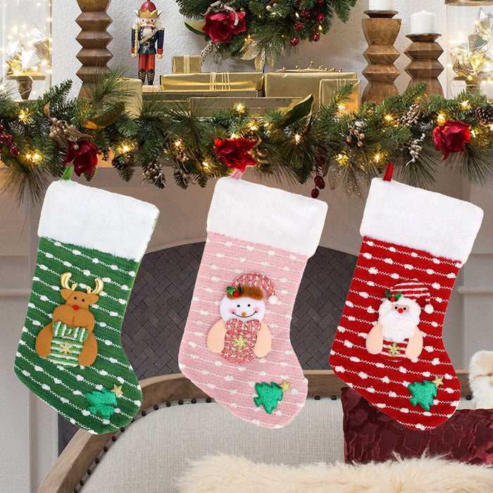Wholesale Christmas decoration plush Christmas stockings children' s candy gift bag cartoon elderly knitted stockings window pendant