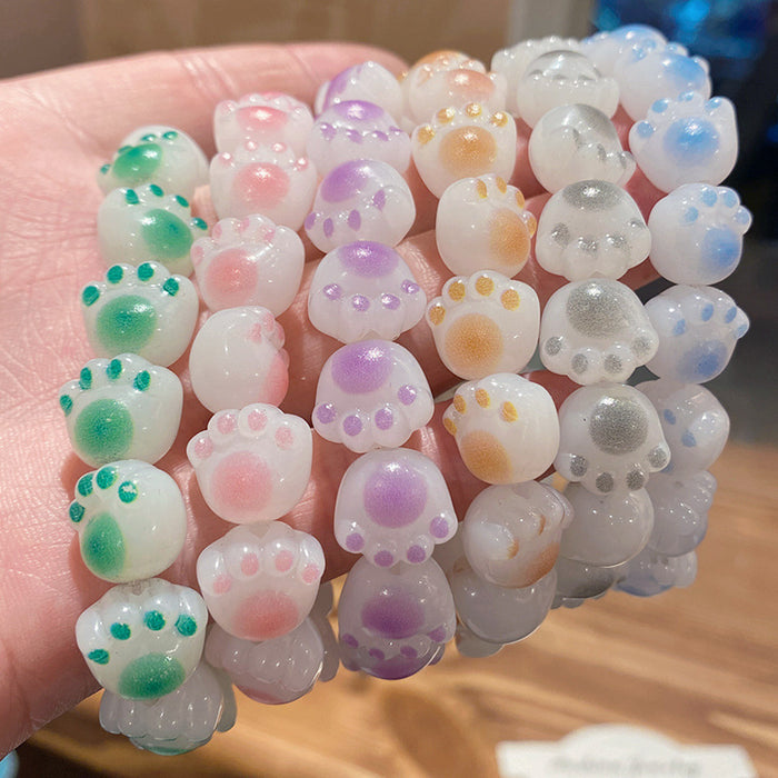 Wholesale Cute Large Resin Cat Claw Bead Bracelet Student Gift MOQ≥2