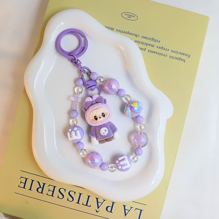 Wholesale Flocking Variable  Keychain Doll Pendant Cute Silicone Cute Blind Box Bag Bead Chain Pendant Accessories