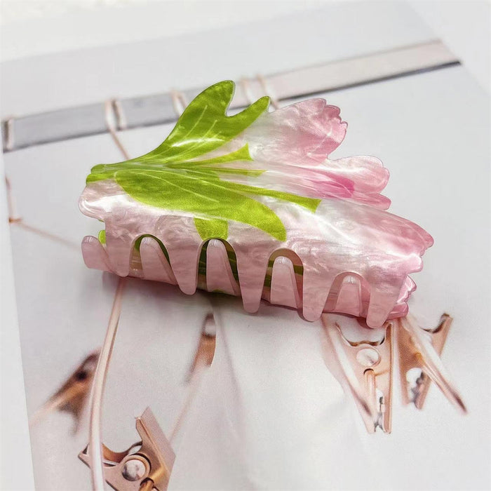 Wholesale Acrylic Flower Grab Clip Hand-painted Rose Lily Hair Accessories Dopamine Hairpin