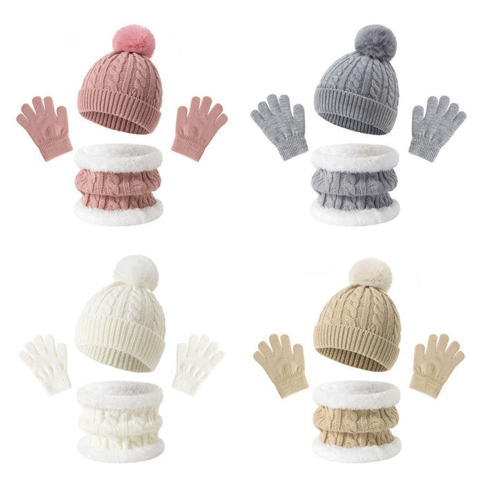 Wholesale children' s  warm thickened  winter hat neck glove  set