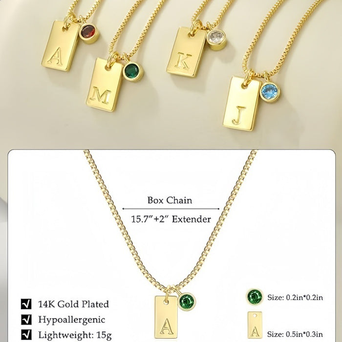 Wholesale New genuine gold plated versatile 26 letter square pendant necklace for commuting and simple accessories