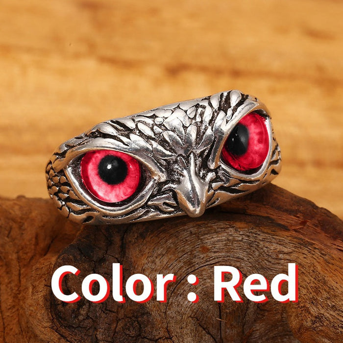 Wholesale Adjustable Evil Eye Owl Metal Ring JDC-RS-Lanx003