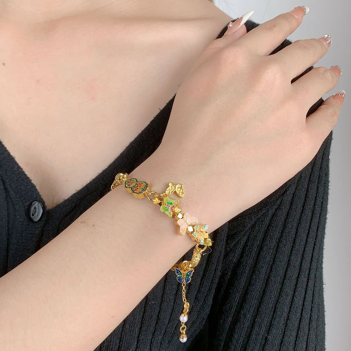 Wholesale New Gold Half Bracelet with Non Fading Butterfly Pearl Half Moon Bracelet, High Grade Half Bracelet Jewelry