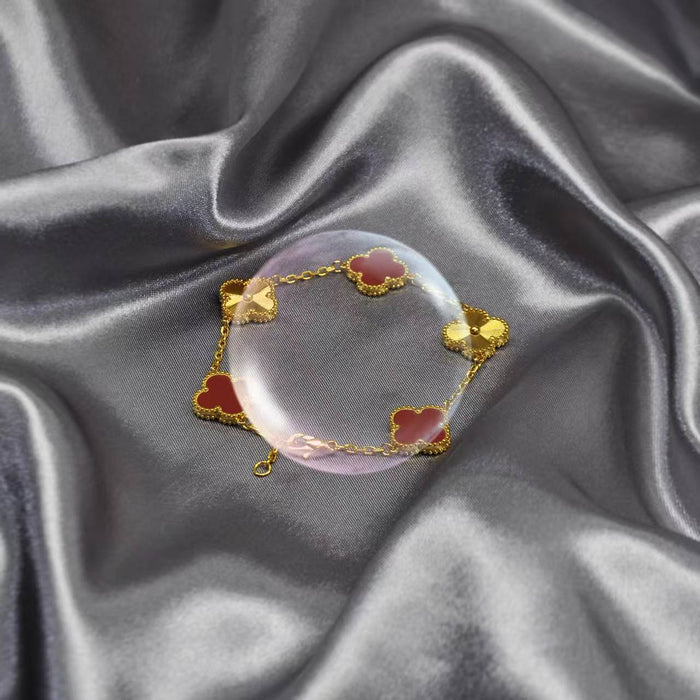 Wholesale Stylish Four Leaf Clover Bracelet In Gold Stainless Steel Chic Gift For Everyday Wear