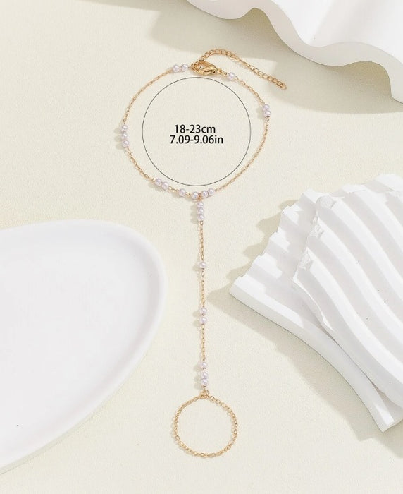 Wholesale Pearl Finger Chain Personality Ladies Temperament Bracelet Metal Wear Finger Bracelet