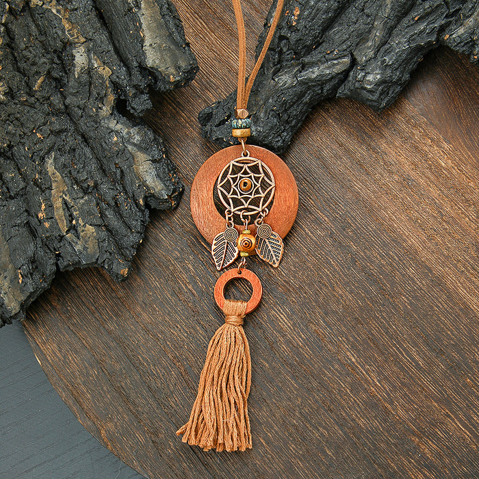 Wholesale Retro Bohemian Tassel Pendant Necklace Zinc Alloy Electroplated Geometric Pendant MOQ≥2