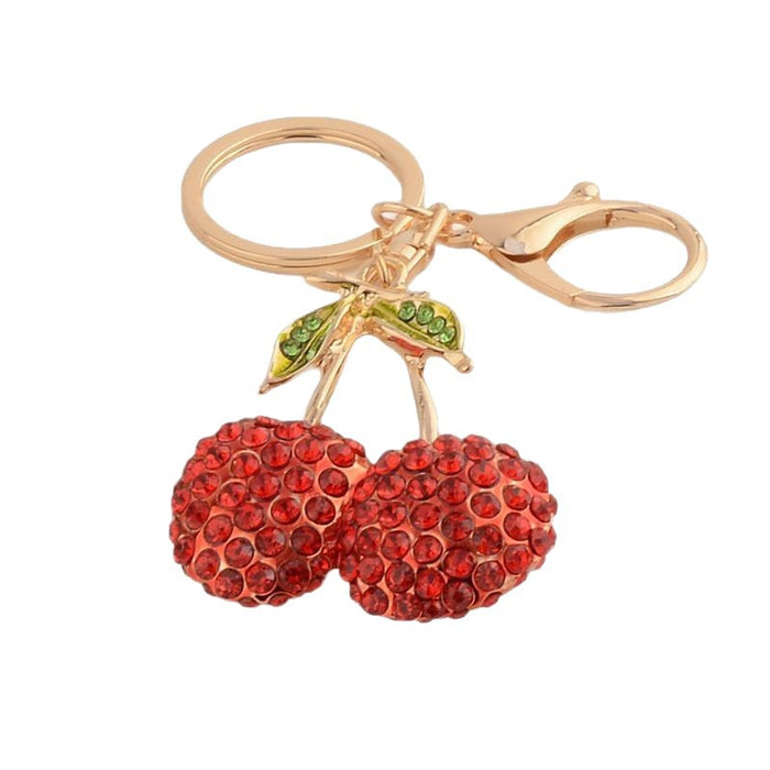 Wholesale Zinc Alloy Rhinestone Cherry Keychain – Decorative Bag Charm Car Key Accessory