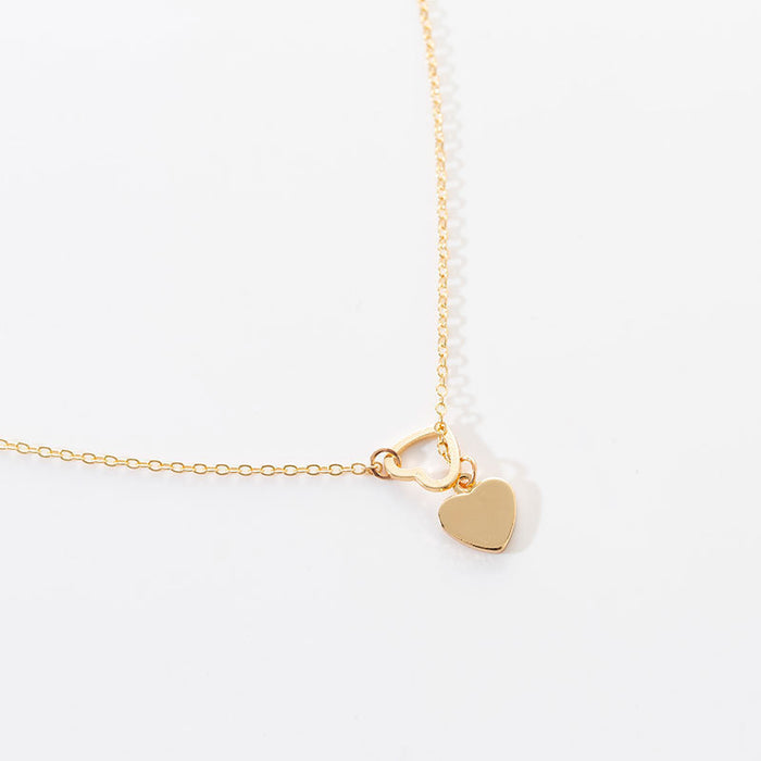 Wholesale Simple alloy hollow heart necklace mixed with neckband, pull-out heart pendant, collarbone chain, neck chain
