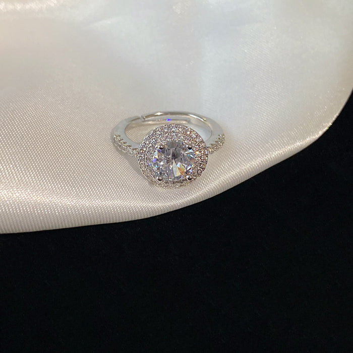 Wholesale Zircon diamond geometric love open ring sweet niche fresh index finger ring fashion high-end jewelry