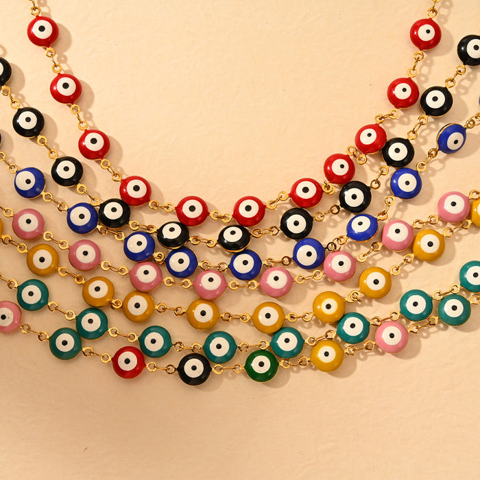 Wholesale Hot selling classic retro style stainless steel devil's eye bracelet 8mm oil drop