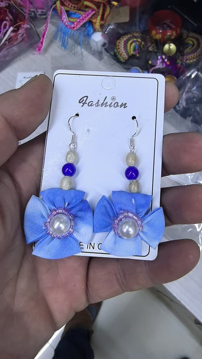 Wholesale Hand woven blue tie dye earrings