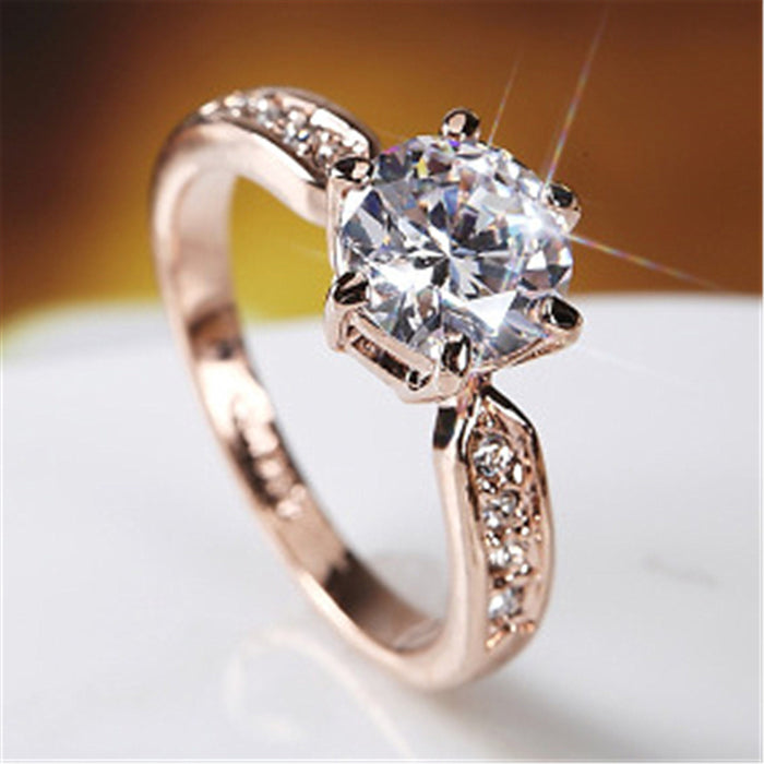 Wholesale Luxurious temperament simulation diamond ring, copper silver plated ring with open mouth, zircon single diamond movable mouth ring