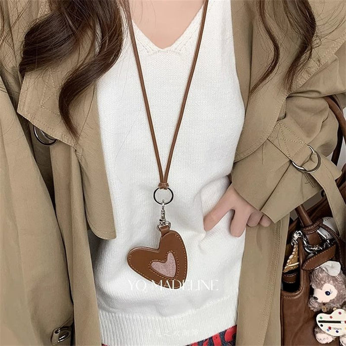 Wholesale Leather Coin Purse Necklace Women's Pendant Earphone Storage Bag