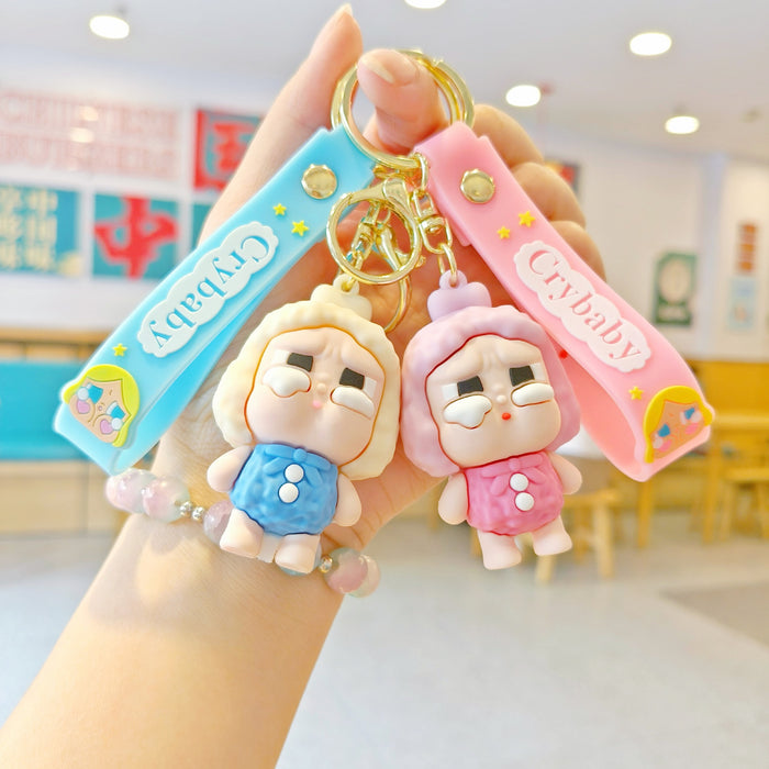 Wholesale Tears Doll Cartoon Keychain Cute Doll Children' s School Bag Pendant Car Keychain Doll Machine Small Gift