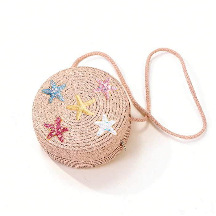 Wholesale Starry Summer Beach Straw Bag Set Cute Crochet Crossbody Coin Purse