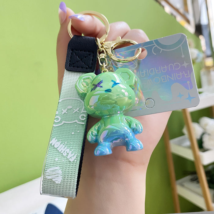 Wholesale Creative cartoon resin gradient graffiti bear key chain fashion trend key chain cute bag ornaments