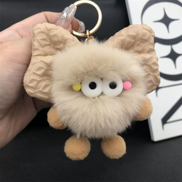 Wholesale Cute plush butterfly knot charcoal ball pendant keychain