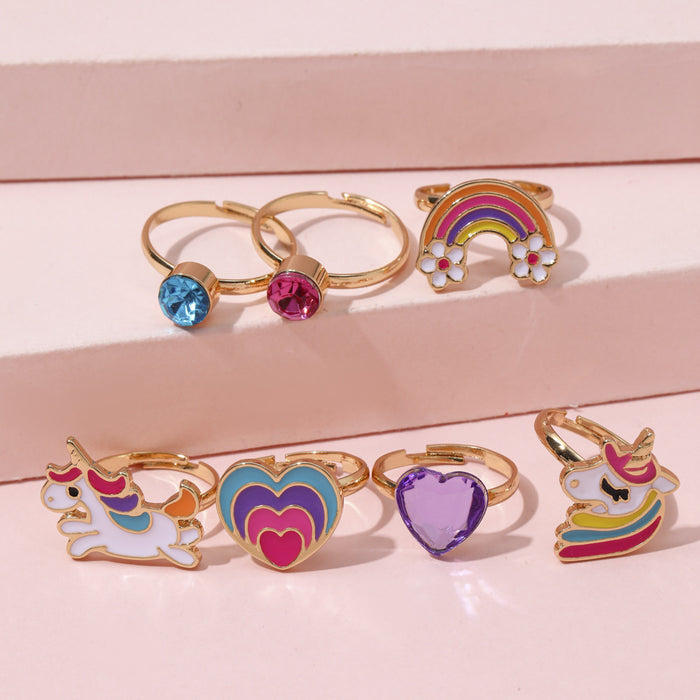 Wholesale Children's Ring Alloy Girls' Ring Princess Cartoon Cute Unicorn Crystal Ring