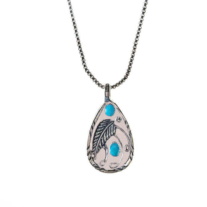 Wholesale Vintage pendant necklace imitation turquoise feather pendant jewelry wholesale