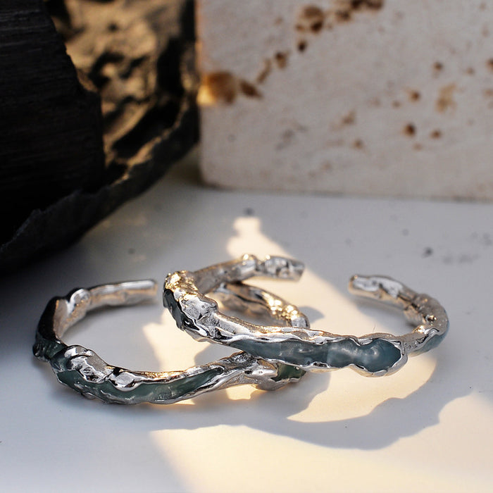 Wholesale S925 silver enamel ring non-fading drop glaze finger ring for women