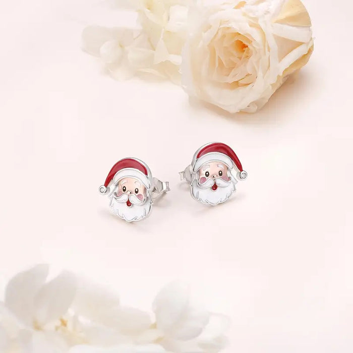 Wholesale Christmas  Cute Hat Earrings Cartoon Diamond Set Simple Earrings