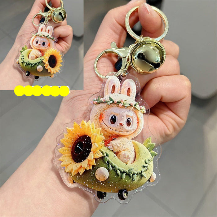 Wholesale 5 PCS cartoon acrylic keychains with cute double-sided printed design.