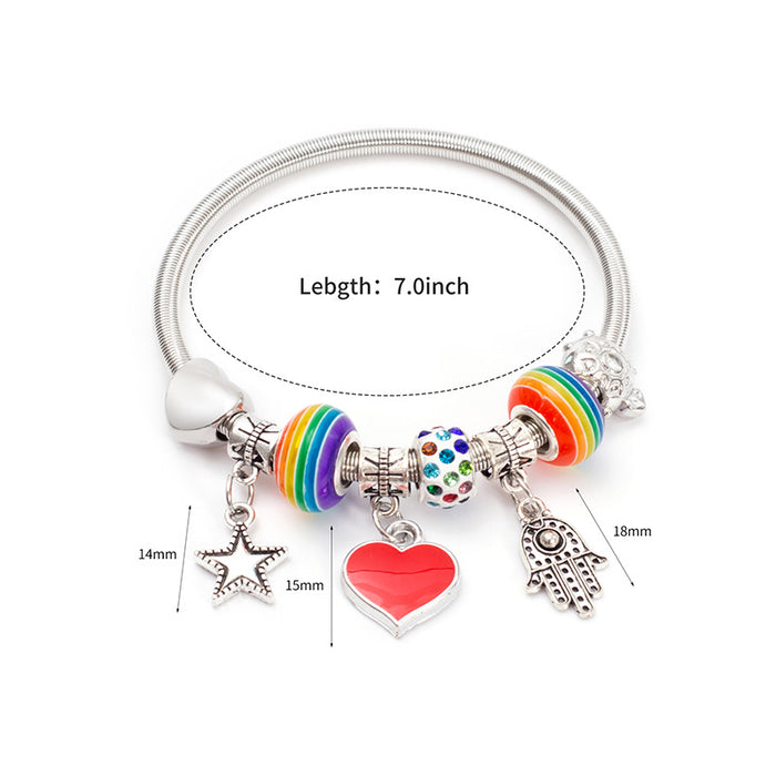 Wholesale Fashionable and minimalist heart pendant bracelet, versatile temperament, colorful accessories, niche, light luxury, retro bracelet