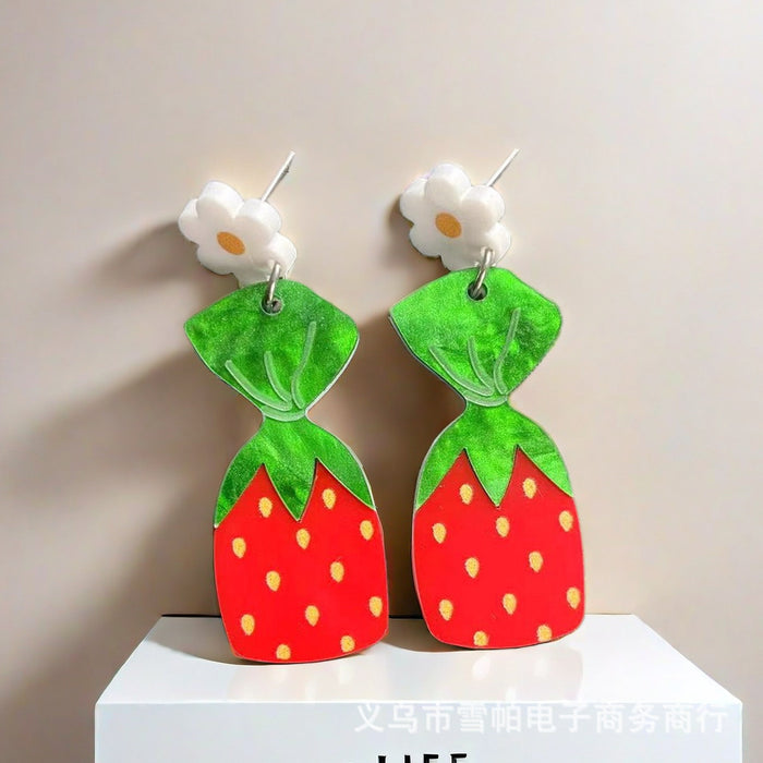 Wholesale Acrylic Red Flower Strawberry Earrings JDC-ES-Qiany003