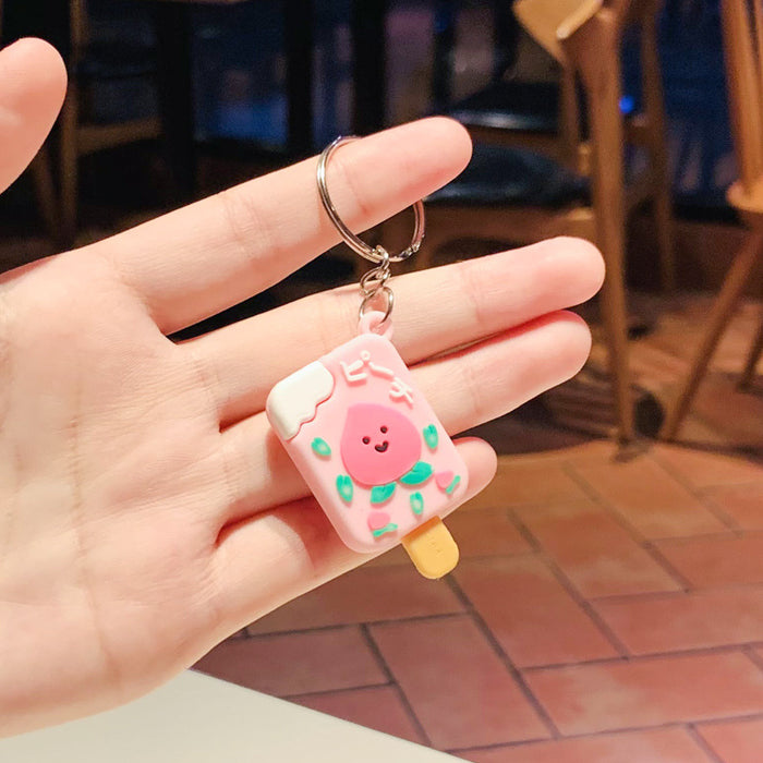 Wholesale New Mini Mini Cartoon Cute Fruit Ice Cream Keychain Car Chain Personalized Luggage Hanging Decoration Small Gift
