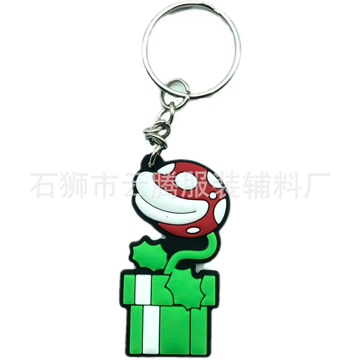 Wholesale 10pcs Cartoon Mushroom Keychain Pendant PVC Key Pendant School Bag Decoration