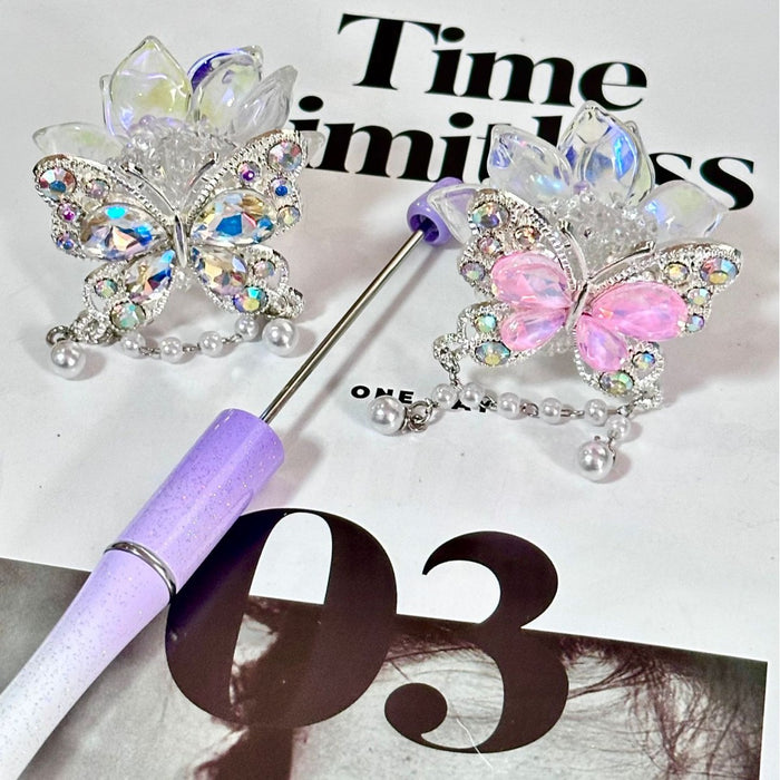 Wholesale Rhinestone Beaded Butterfly Flower Pen Accessory for Everyday Use
