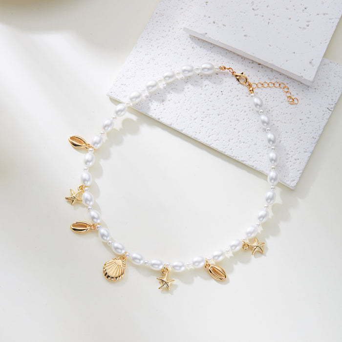 Wholesale beach shell jewelry summer fashion Joker starfish shell conch pearl necklace