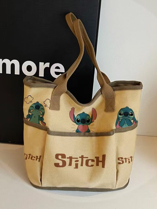 Wholesale Cartoon canvas bag for women's casual and versatile, hand-held for outdoor use, large capacity practical shoulder bag