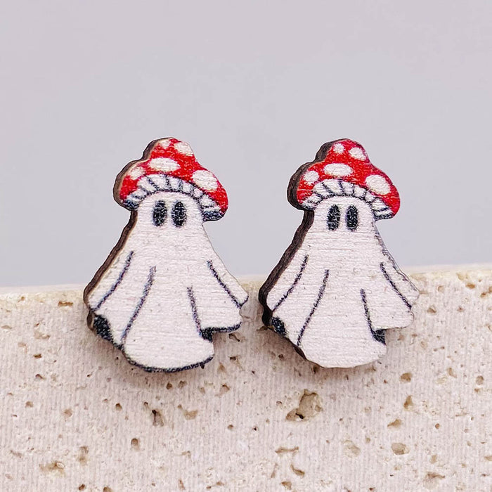 Wholesale  Earrings Horror Pumpkin Ghost Bat Wooden Earrings