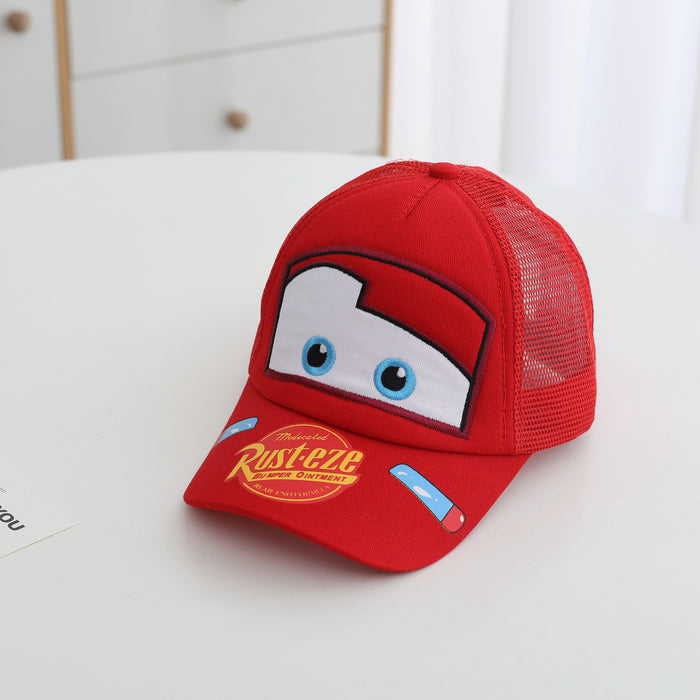 Wholesale Trendy Car Print Boys Baseball Cap Sun Hat Red Cloth Wide Brim Sunscreen Kids Fashion Accessory For Resale