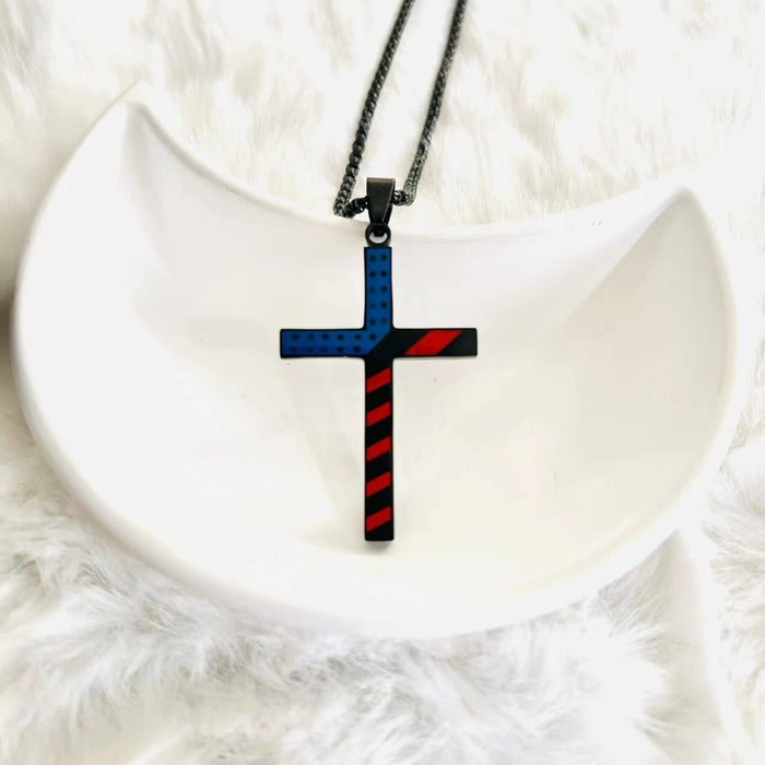 Wholesale Stainless steel drip oil cross necklace, titanium steel pendant, non fading necklace