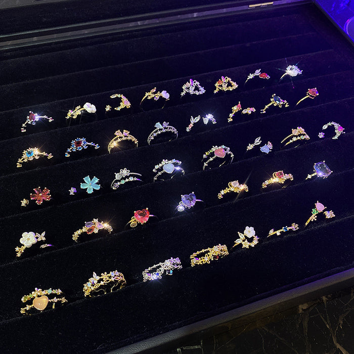 Wholesale Micro-inlaid Crystal Zircon Pearl Ring