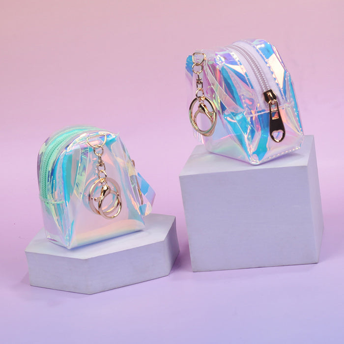 Wholesale Laser Transparent Flower Design Backpack Purse With Zipper Stylish Everyday Coin Purse Gift