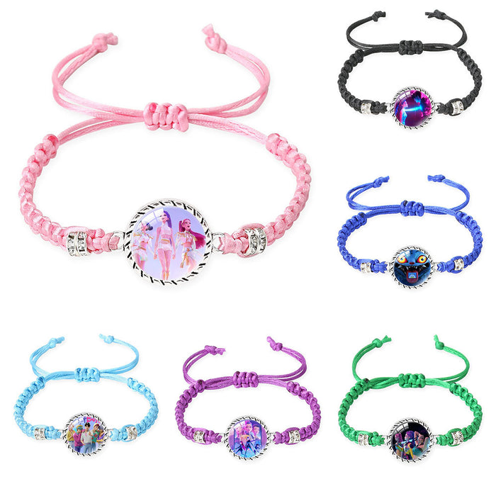 Wholesale KPOP cartoon pattern multi-color braided bracelet for couples and best friends