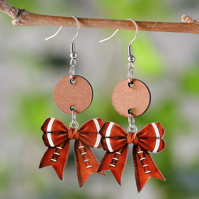 Wholesale New Ball Bow Disc Splicing Pendant Earrings, Acrylic Earrings for Watching Competitions, Gift