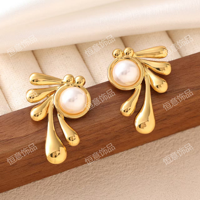 Wholesale Fashionable new style butterfly knot earrings with versatile temperament and high-quality pearl earrings
