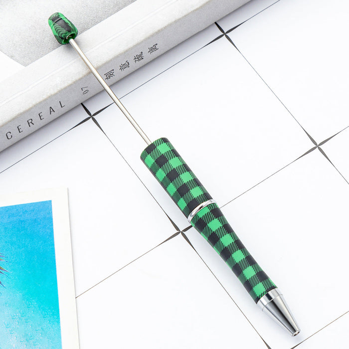 Wholesale Beadable Pens Christmas Plaid Pattern Plastic Pen DIY for Beaded JDC-PN-Huah137