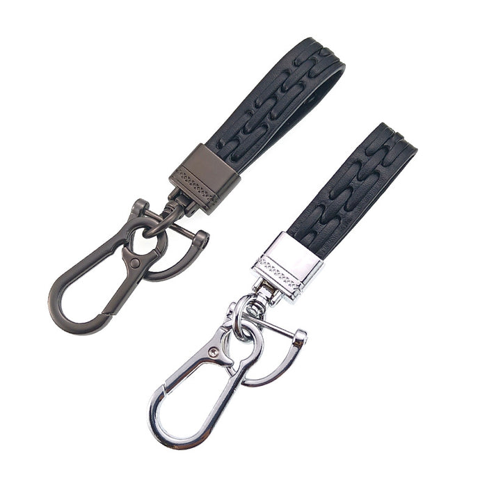 Wholesale Hand woven car keychain metal pendant keychain pendant woven leather
