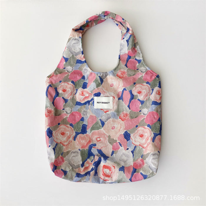 Wholesale Retro oil painting flower canvas bag casual shoulder bag cloth bag hand-held large bag vest bag