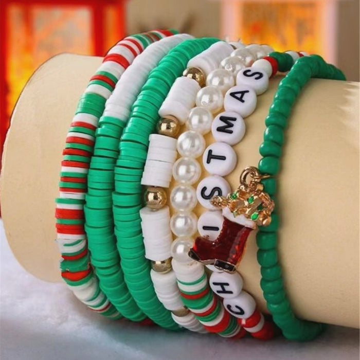 Wholesale Christmas jewelry colorful mixed color polymer clay bracelet